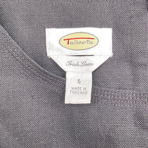 Talbots Dress Women 6 Black Irish Linen Fit Flare Classic‎ Casual Lagenlook - Picture 8 of 12